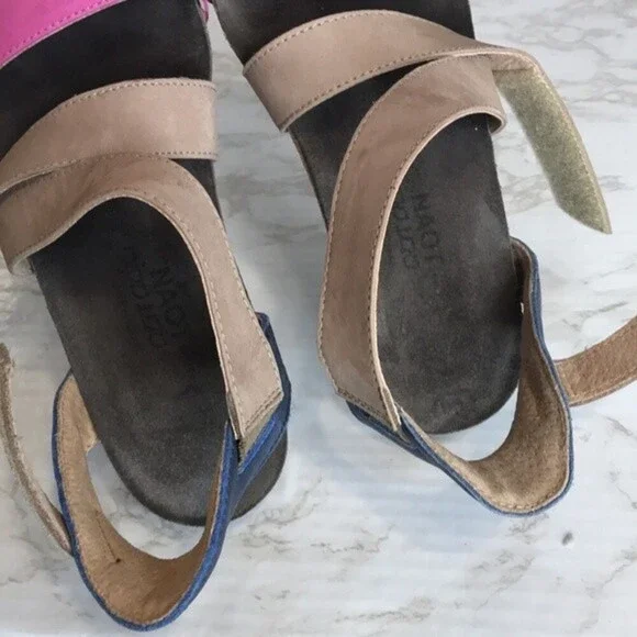 Naot womens leather cross strap pink plum nubuck wedge sandals size 5.5 - Picture 11 of 12